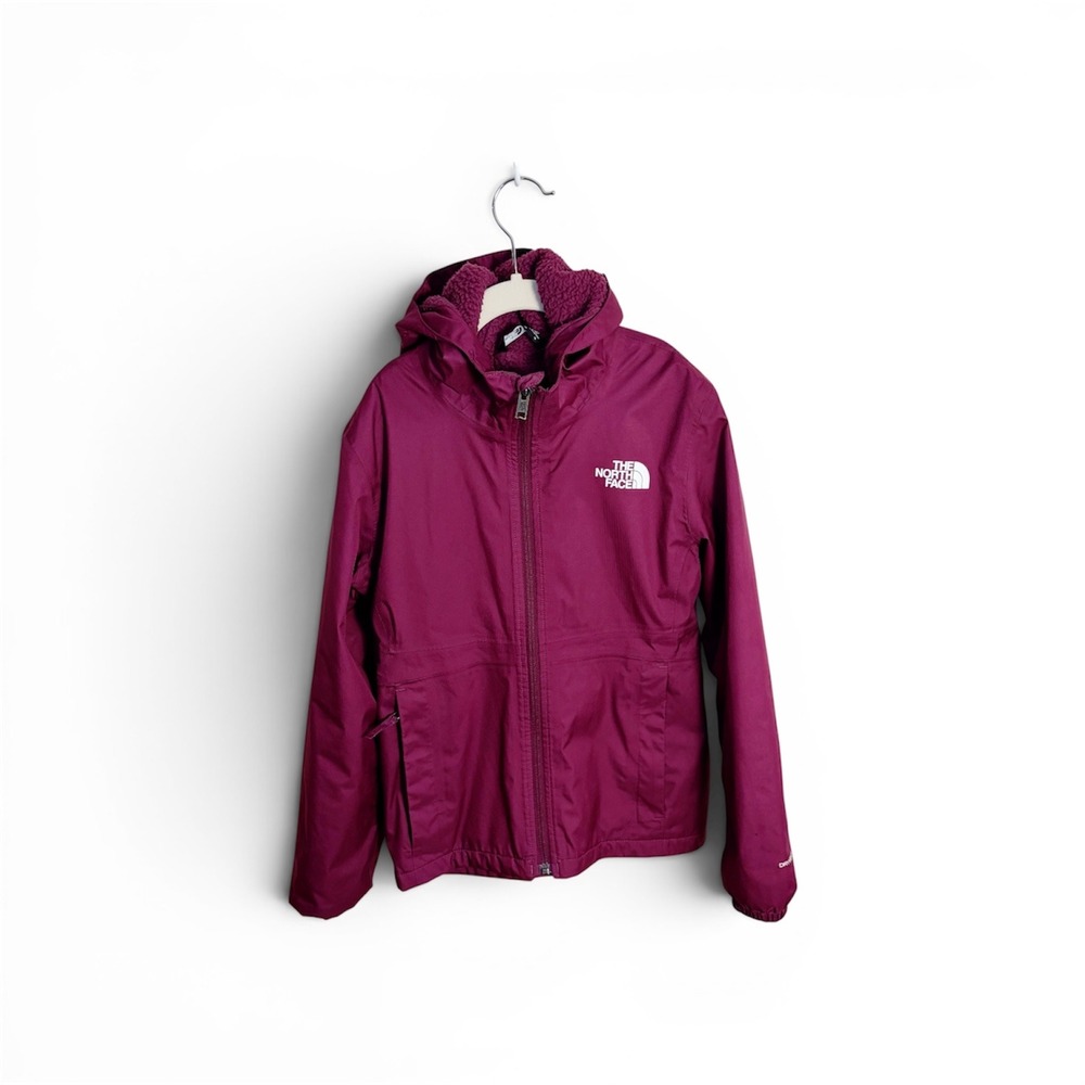 The North Face Jacket Girls M 10 Purple DryVent Fleece Lined Hooded Rain Coat